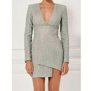 Misha Collection Metallic Sage Grey Natasha Mini Dress Size 2